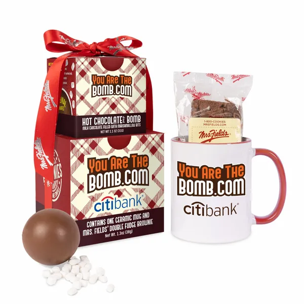 Mrs. Fields Mug, Brownie, Hot Chocolate Bomb Gift Set - Imprint Now