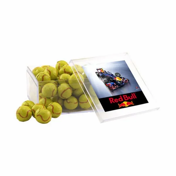 Acrylic Box with Chocolate Tennis Balls - Large - Imprint Now