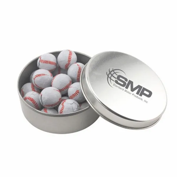 Round Tin with Chocolate Baseballs - SBF3000 - Imprint Now