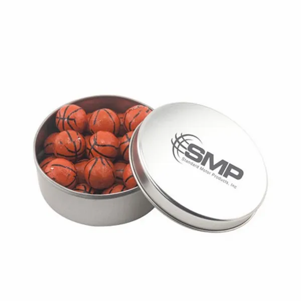 Round Tin with Chocolate Basketballs - SBF3000 - Imprint Now