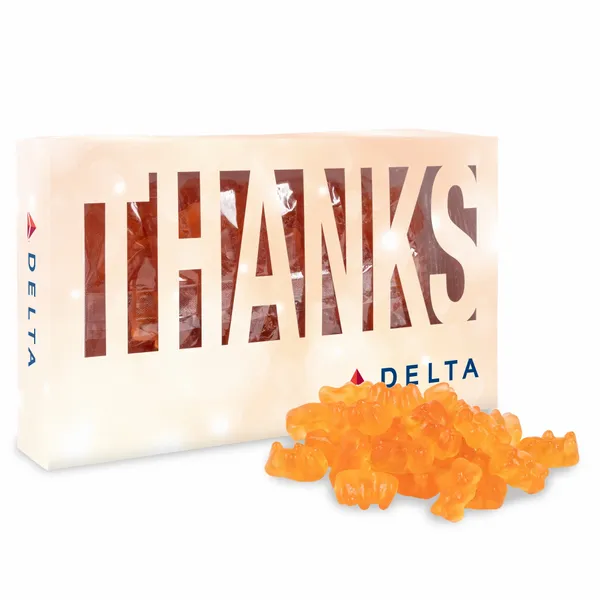 Thanks Die Cut Box with Champagne Gummy Bears - Imprint Now