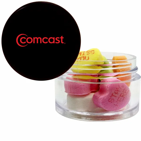 Twist top container filled with Conversation Hearts - Imprint Now