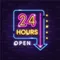 24 Hours Open Neon Sign - Imprint Now