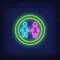 Boy & Girl Silhouettes Circle Neon Sign - Imprint Now