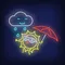Cartoon Sun With Umbrella Rain Neon Sign - Imprint Now