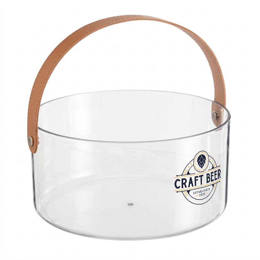 Leather-Strap Clear Drink Buckets - Imprint Now