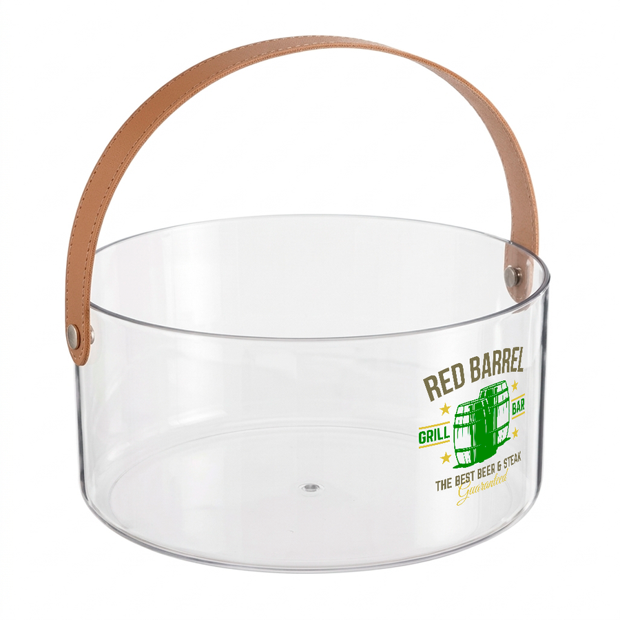 Leather-Strap Clear Drink Buckets - Imprint Now