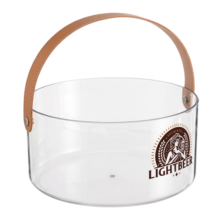 Leather-Strap Clear Drink Buckets - Imprint Now