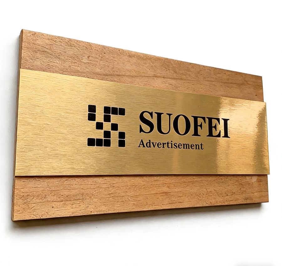Walnut Metal Door Signs - Imprint Now