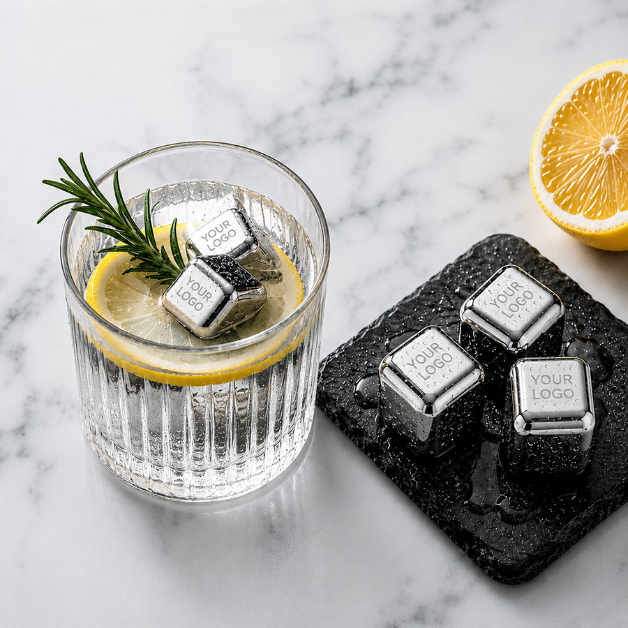 Silver Stainless Steel Ice Cubes - Imprint Now