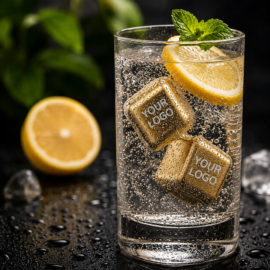 Gold Stainless Steel Ice Cubes - Imprint Now