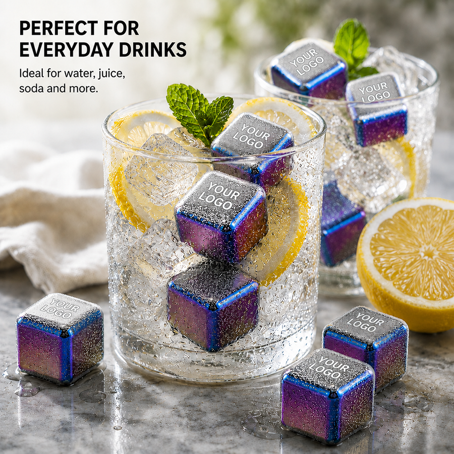 Rainbow Stainless Steel Ice Cubes - Imprint Now