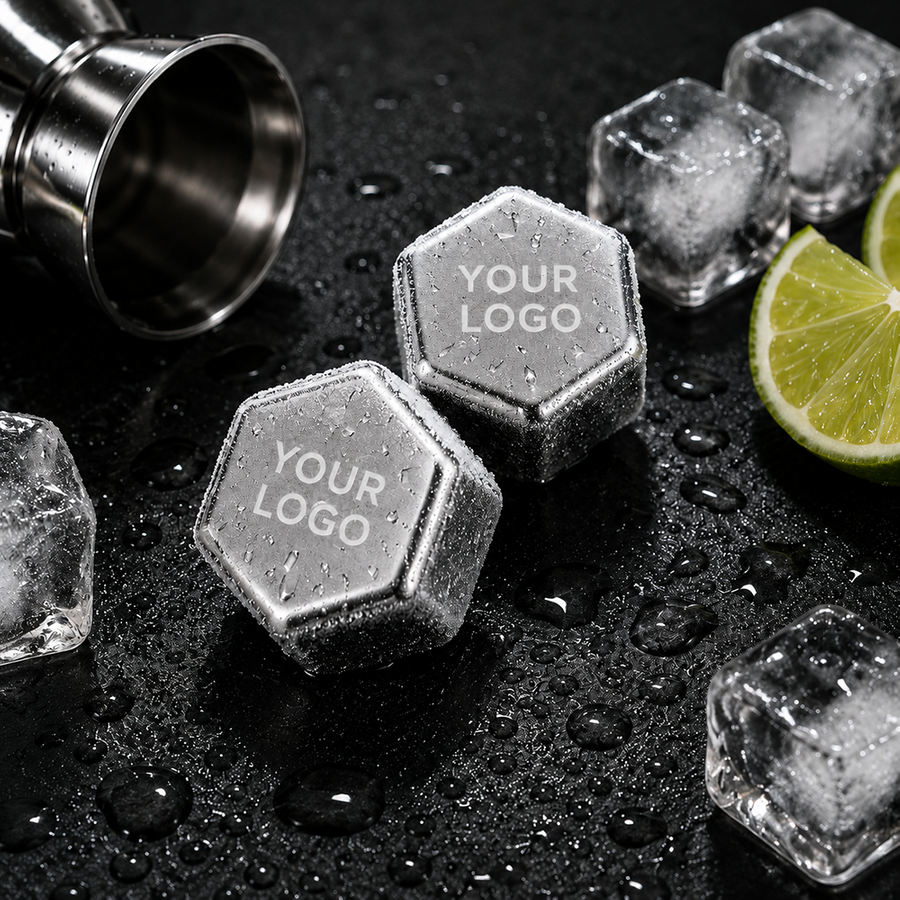 Hexagon Stainless Steel Ice Cubes - Imprint Now