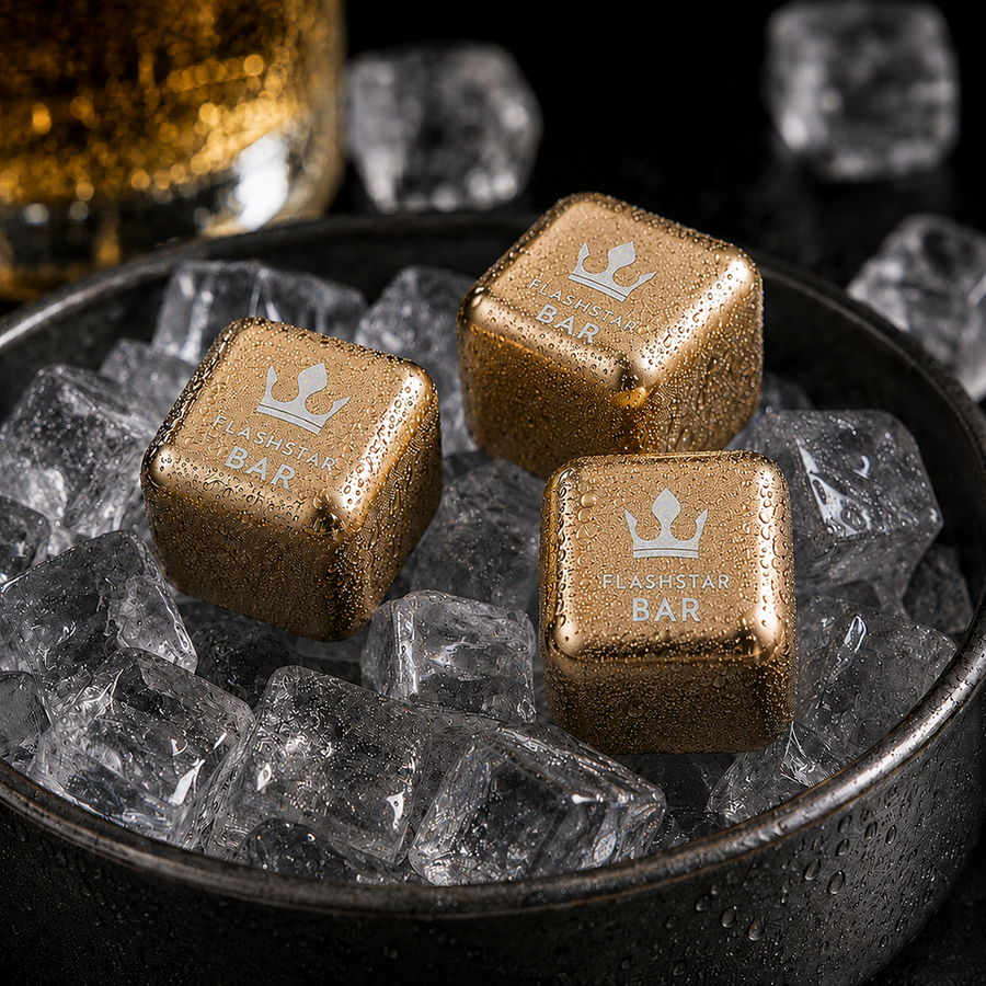 Gold Stainless Steel Ice Cubes - Imprint Now