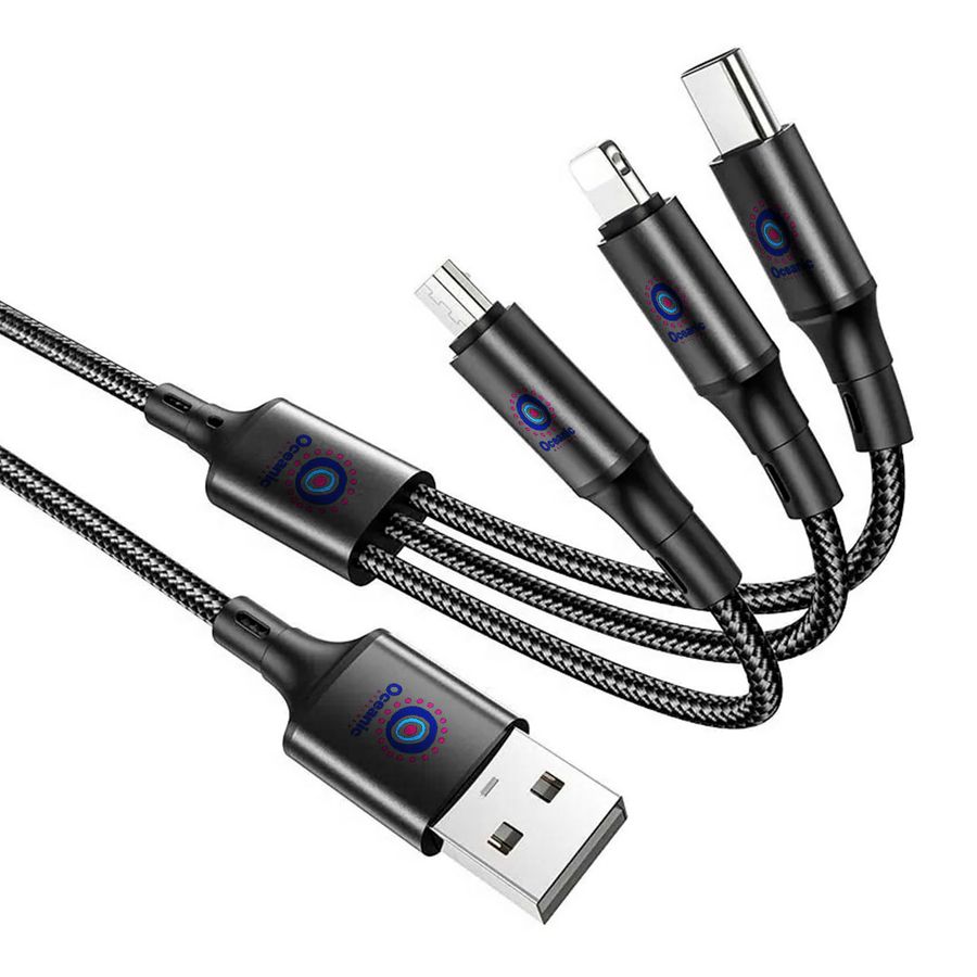 Nylon Braided 3-in-1 Charging Cables - Imprint Now